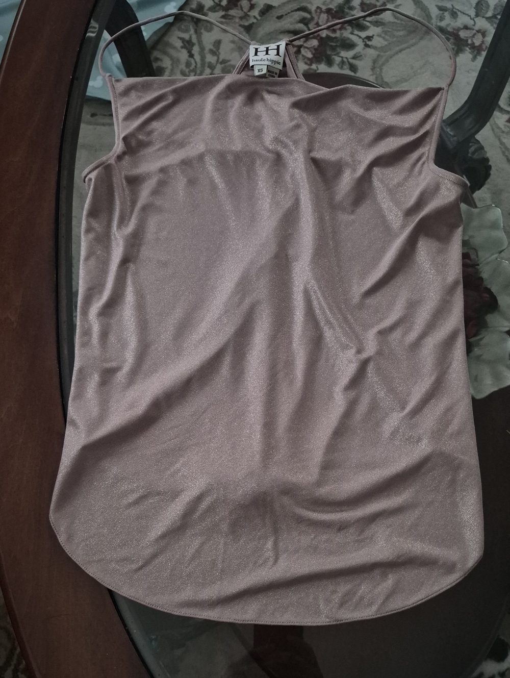Haute Hippie Dusty Mauve Shimmer Spaghetti-Strap Cami